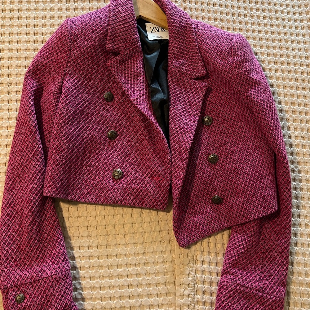 Zara Pink Double-Breasted Blazer